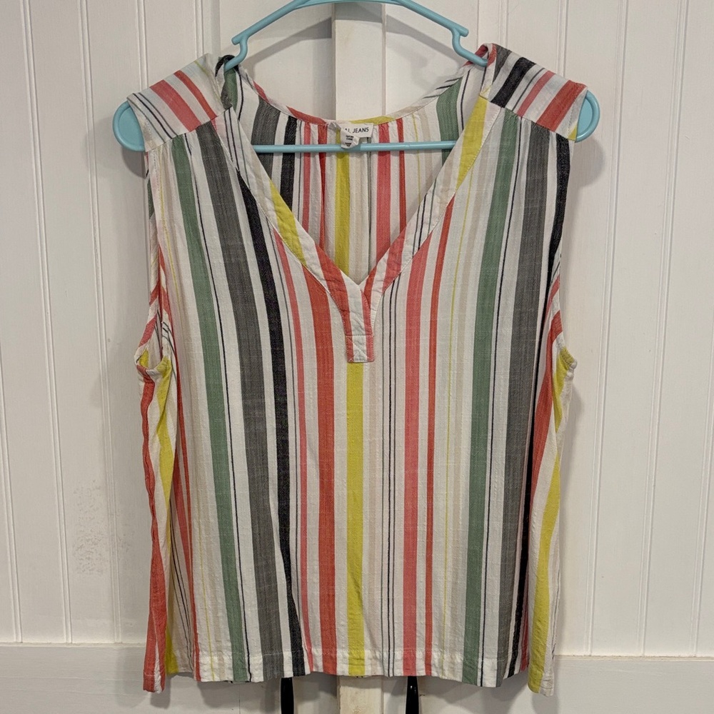 Tribal Multicolor Striped V-Neck top size L
